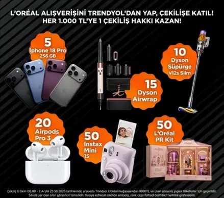 Trendyol'dan L'Oréal alışverişlerine çekiliş hakkı kazan!