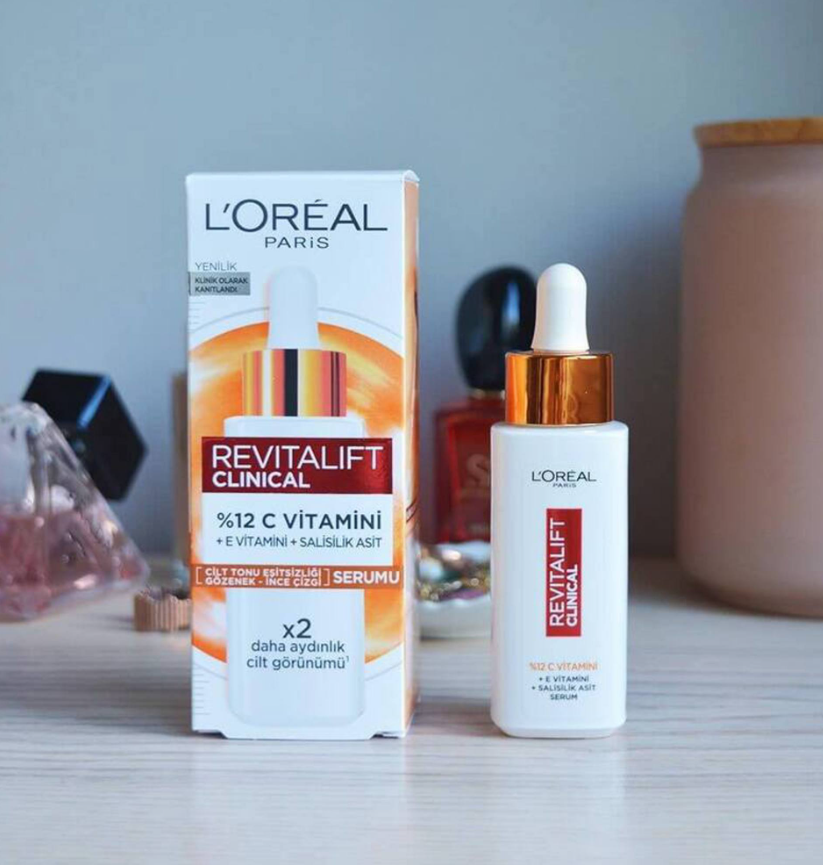 Eşit Tonlu Cilt Görünümü için L'Oréal Paris Revitalift Clinical %12 Saf C Vitamini Yüz Serumu